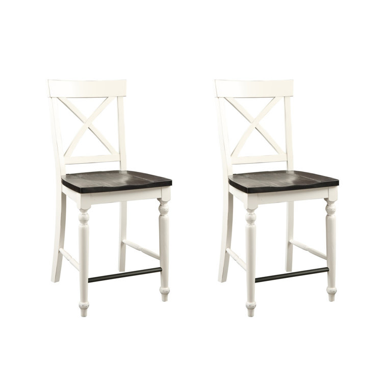 One Allium Way® Set of 2 24" Tall Bar Stools Brown And White Wayfair